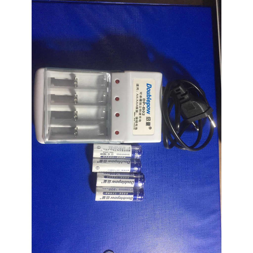 Bộ 4 Pin Sạc Doublepow AA 1200mAh + Sạc Pin DP-B02