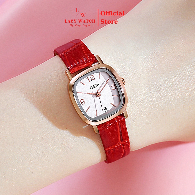 Đồng hồ nữ LaCy Watch đồng hồ đeo tay dây da chống nước kèm lịch mặt vuông nhỏ số kết hợp thanh lịch DHVVGE0004 | BigBuy360 - bigbuy360.vn