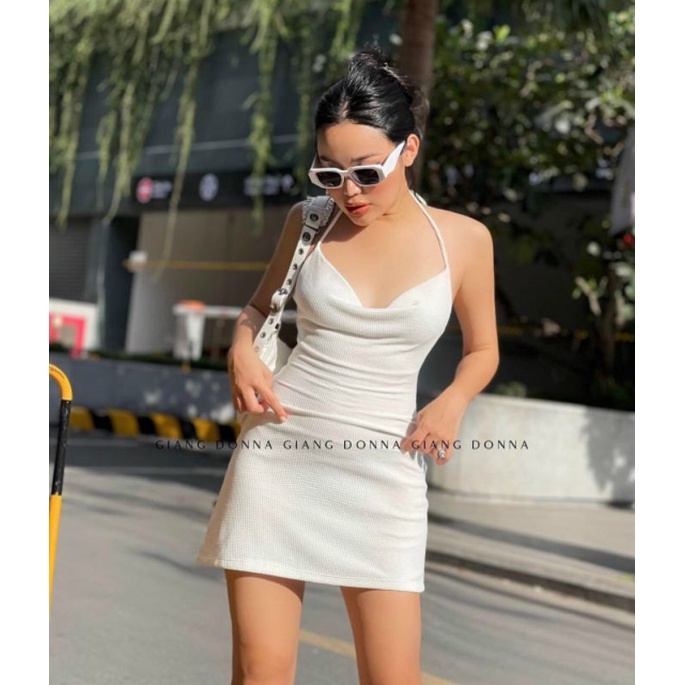 Váy đầm nữ ngắn xẻ tà sang chảnh hở lưng cổ đổ ôm body có mút ngực  nhiều màu xinh xắn 🍃🍃🍃L8777