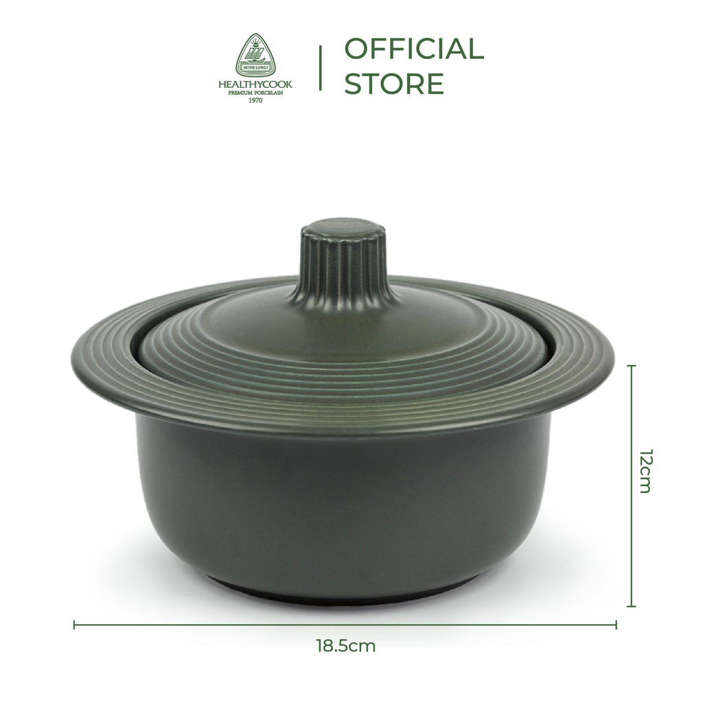 Nồi sứ dưỡng sinh Minh Long vành tròn 0.8 L + nắp