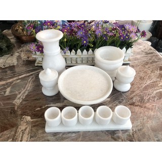 Bộ combo đồ thờ cúng đá trắng đặt bàn thờ ông thần tài thổ địa, gia tiên