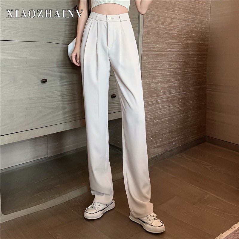 Xiaozhainv Quần Dài Lưng Cao Ống Rộng Phong Cách Hàn Quốc Dễ Phối Đồ | BigBuy360 - bigbuy360.vn