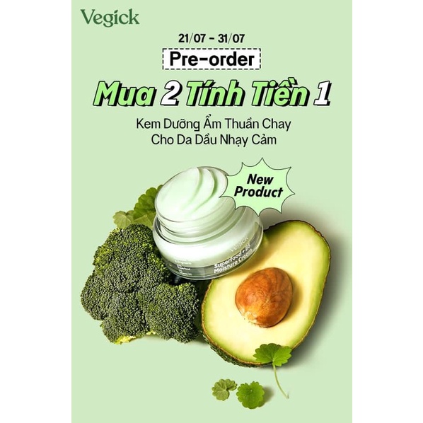 Kem Dưỡng Ẩm Thuần Chay Cho Da Dầu Nhạy Cảm Vegick Superfood + B5 Moisture Cream 50ml