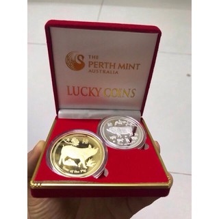 Cặp xu Heo vàng bạc lì xì may mắn 2019