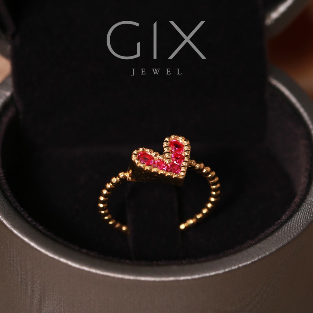 Nhẫn bạc kiểu trái tim đính hột đỏ sang trọng Gix Jewel SPGN12