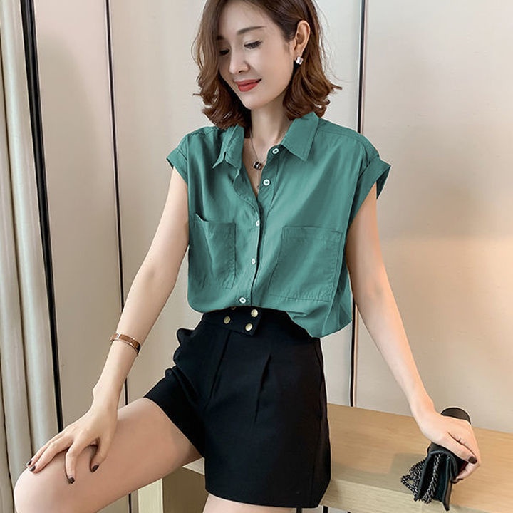 Áo Sơ Mi Chiffon Dáng Rộng Phong Cách Hàn Quốc Thời Trang Mùa Hè Cho Nữ