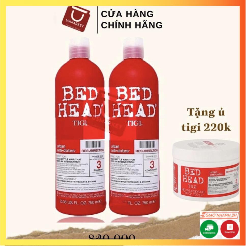 [Mua 1 Tặng 1] Bộ Dầu Gội TIGI Đỏ - TiGi Bed Head 1500ml/Cặp (Gội+Xả). Phục hồi tóc hư tổn cấp độ 3