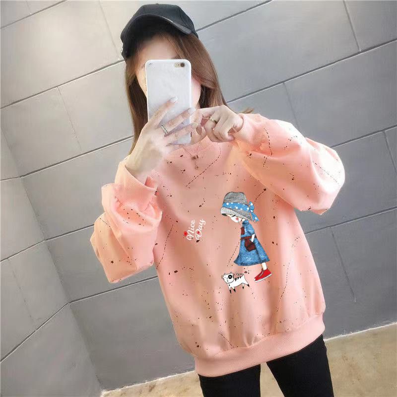 Áo Sweater Tay Dài Dáng Rộng In Họa Tiết Hoạt Hình Phong Cách Hàn Quốc Thời Trang Mùa Thu Cho Nữ C9560 [40-150KG]