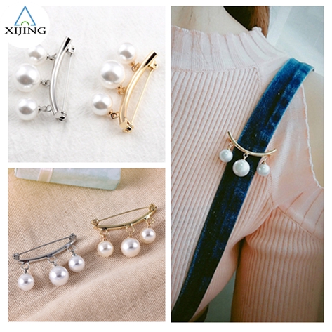 Ghim cài áo kim loại đính ngọc trai thiết kế độc đáo thời trang cho nữ