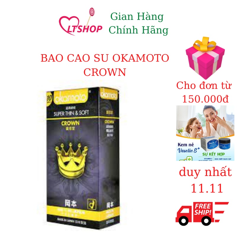 Bao Cao Su siêu mỏng  Okamoto Crown Kích Cở Nhỏ Hộp 10 Cái