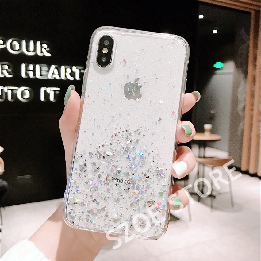 Ốp lưng TPU đính nhũ bạc lấp lánh dành cho điện thoại OPPO A3s F9 F5 F1s A7 A3 A57 A83 R17 R17pro