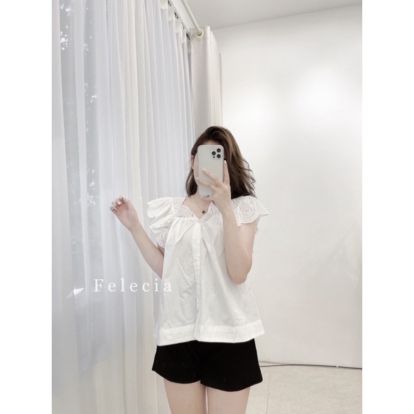 áo vai ren trắng babydoll