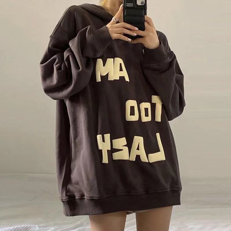 【Yuki】Áo hoodie 1 màu nâu in chữ siêu nổi mẫu mới | BigBuy360 - bigbuy360.vn