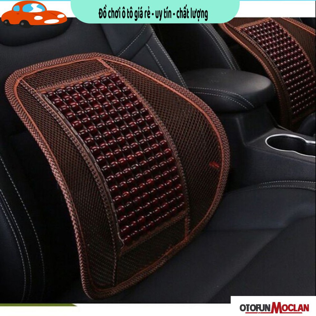 tựa lưng lưới đan hạt gỗ cho ghế ô tô và văn phòng chống mỏi lưng (3 màu đỏ kem nâu )