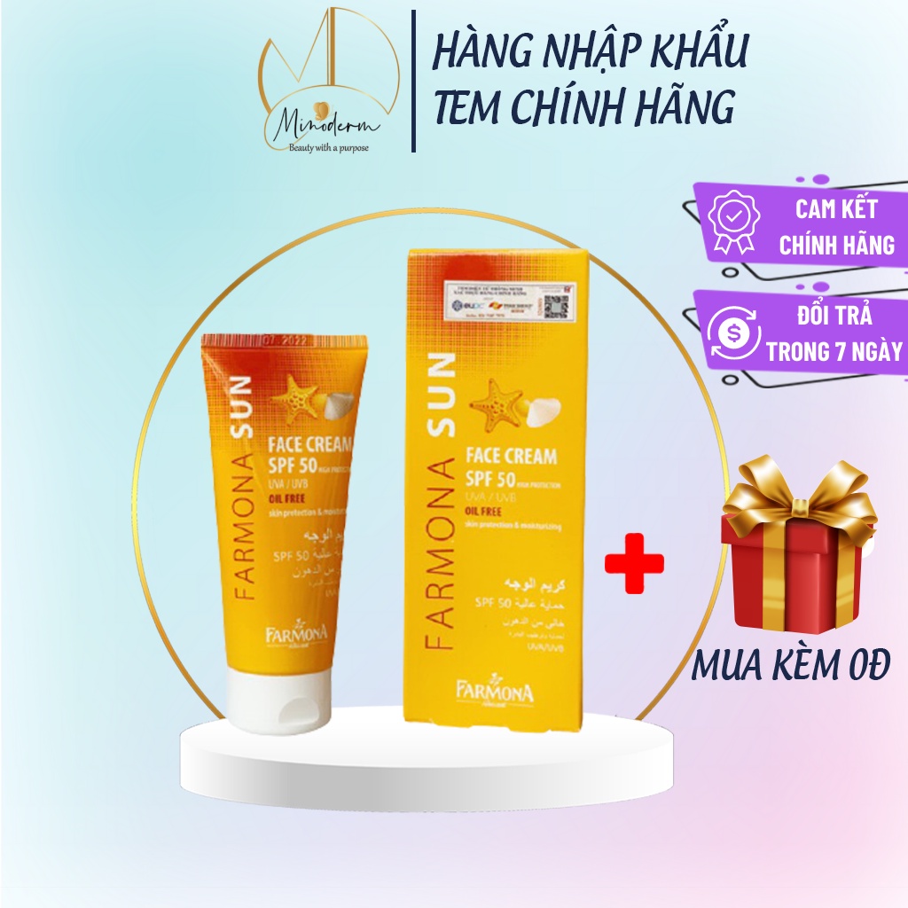 Kem chống nắng Farmona sun face cream oil free Spf 50 không bóng nhờn cho da dầu mụn