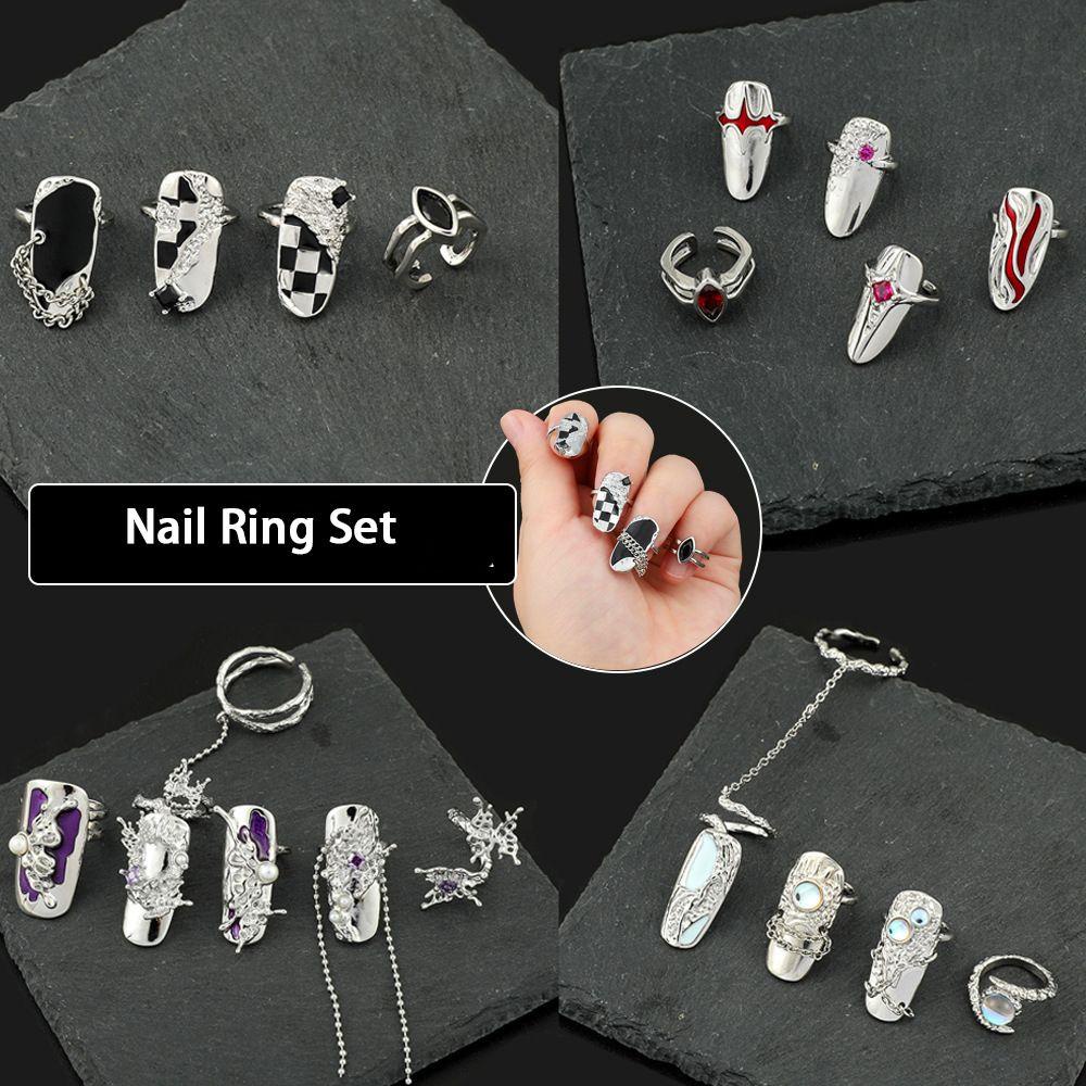 Nhẫn Hở Phong Cách Punk Đơn Giản Có Thể Điều Chỉnh Kích Cỡ|Set Nhẫn Đeo Khớp Ngón Tay Thời Trang