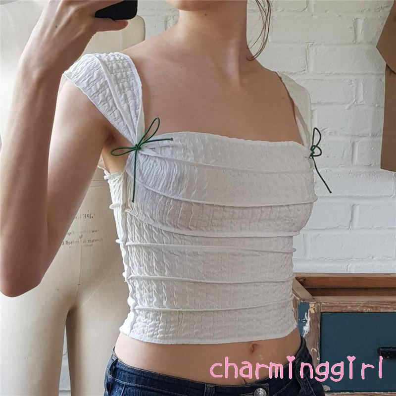 Áo Cổ Vuông Sát Nách Màu Trơn Thời Trang Cho Nữ