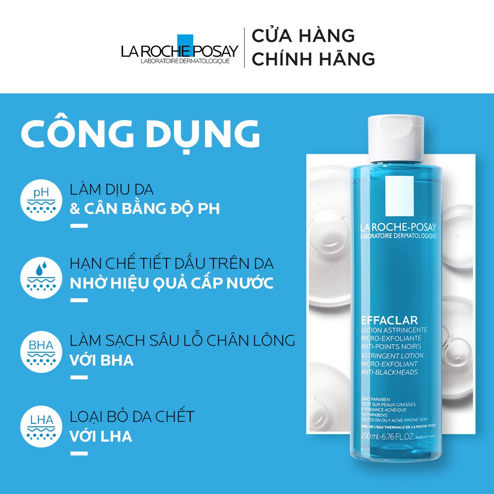 Nước cân bằng giúp se khít lỗ chân lông và làm sạch sâu làn da dành cho da dầu mụn La Roche Posay 15ml