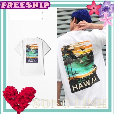 (CÓ SẴN) Áo thun cộc tay Nelly -Heybig mẫu ALOHA HAWAII