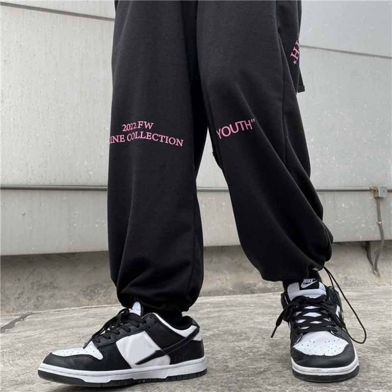 Quần Jogger Ống Rộng Rút Dây Nam Nữ Như Hình