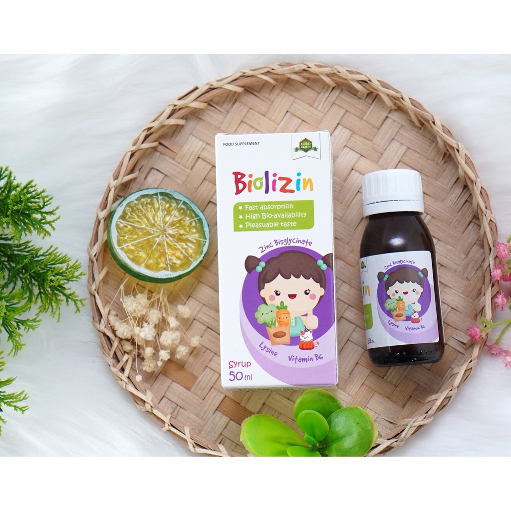 BIOLIZIN - Bổ sung Kẽm hữu cơ,Lysin,Vitamin B6, giúp bé ăn ngon, tăng đề kháng (lọ 50 ml)