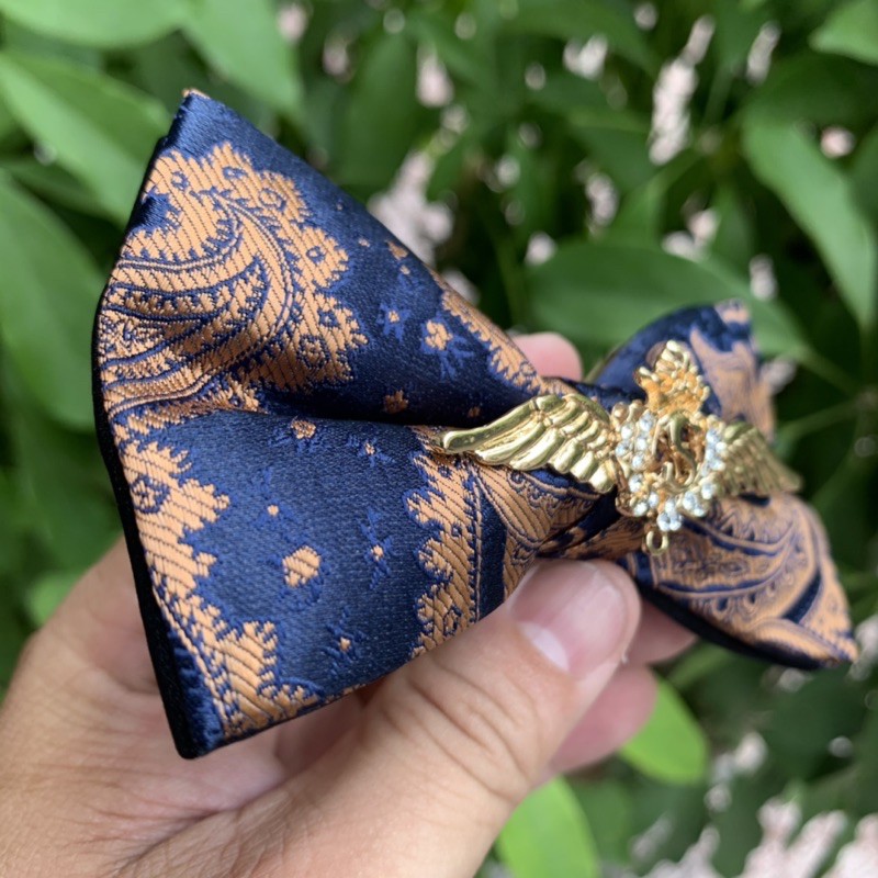 Nơ cổ nam cao cấp dành cho chú  rể -Mc Nơ silk đính cánh thiên thần Giangpkc 4/2021