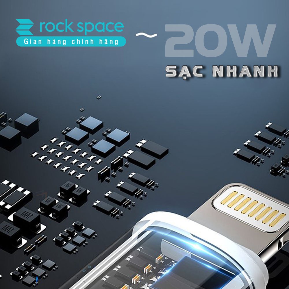 Dây cáp sạc nhanh PD 20W cho IPhone Rockspace Z18 ổn định không nóng máy bảo hành 1 năm 1 đổi 1