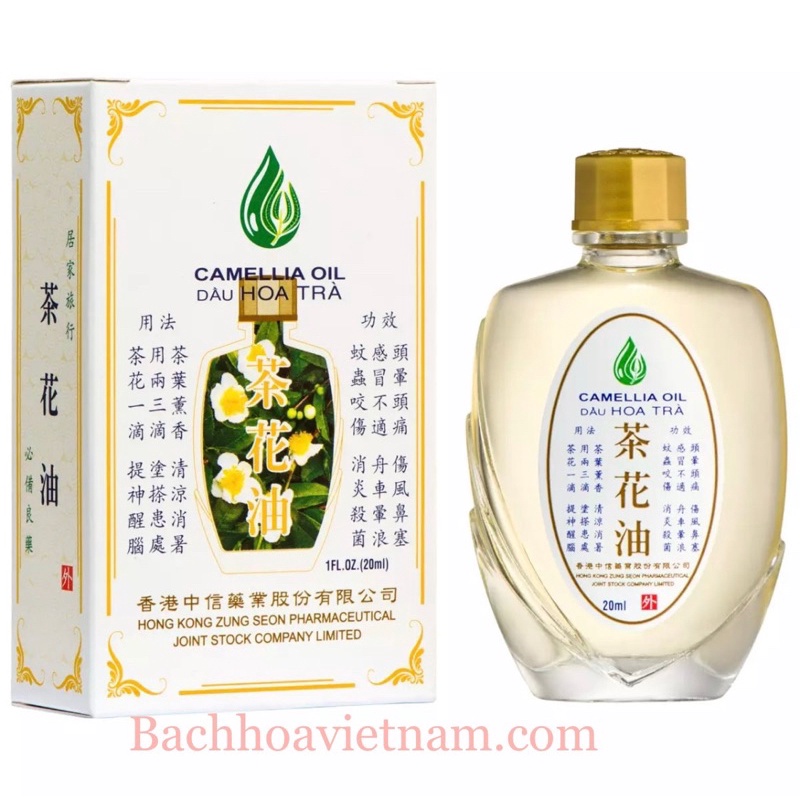 Dầu gió Hoa trà (Cty Di Hào nhượng quyền Hồng Kông) Camellia Oil 20ml thơm quyến rũ, thông mũi, hết say sóng tàu xe