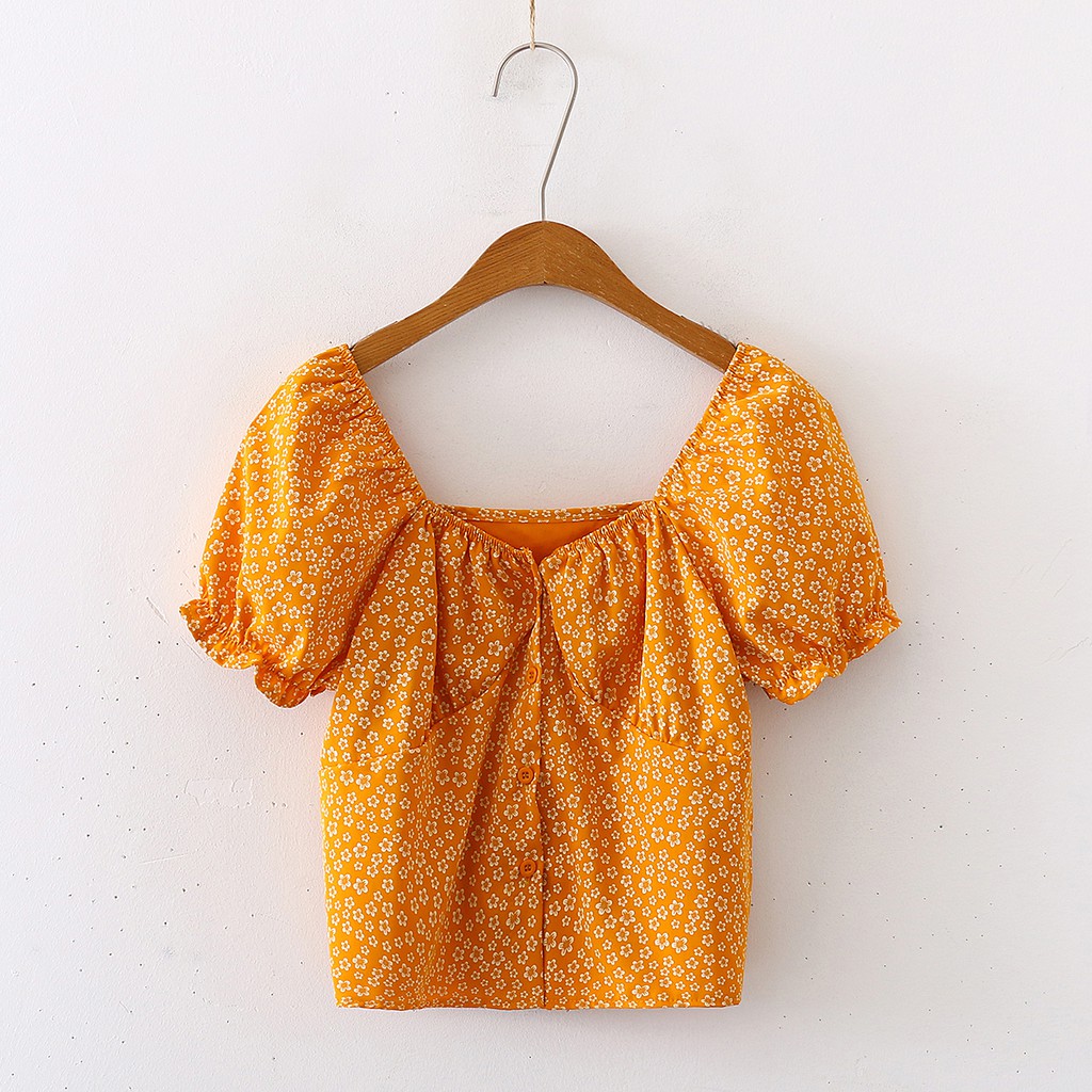 Áo Kiểu Nữ Rớt Vai Cổ Chữ V Họa Tiết Hoa Xinh Xắn | BigBuy360 - bigbuy360.vn