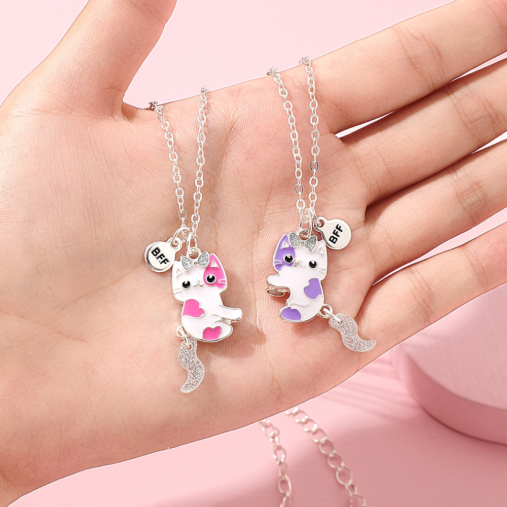 1 Cặp Vòng Cổ Choker Mặt Hình Mèo Dễ Thương Sáng Tạo Có Từ Tính