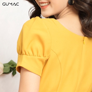 Đầm cổ tim thêu hoa GUMAC MS12031_VANG