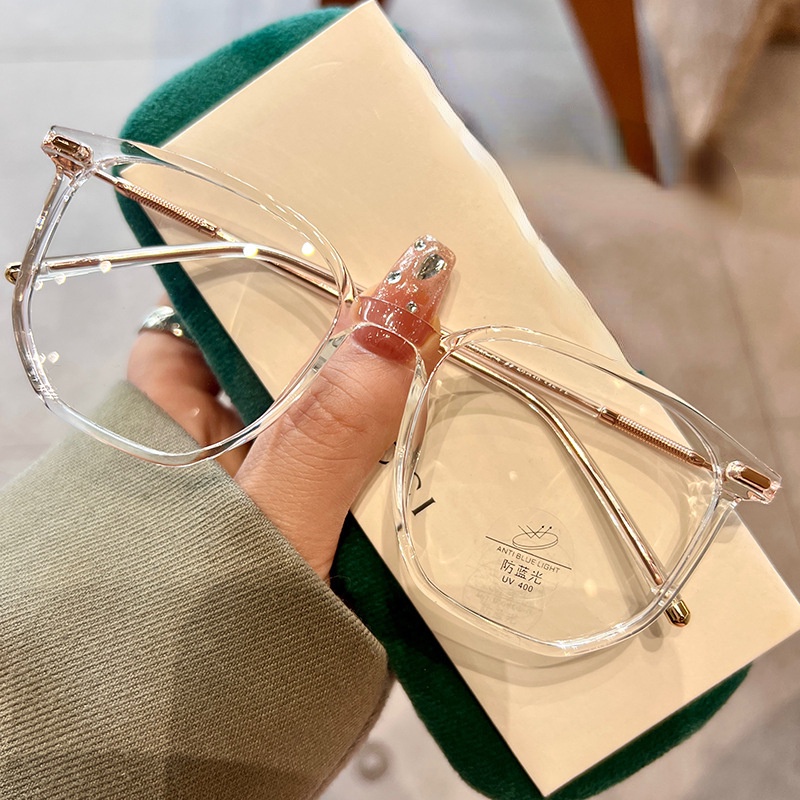 Mắt Kính Gọng Vuông Kim Loại Chống Ánh Sáng Xanh TR90 Thời Trang Hàn Quốc Chất Lượng Cao