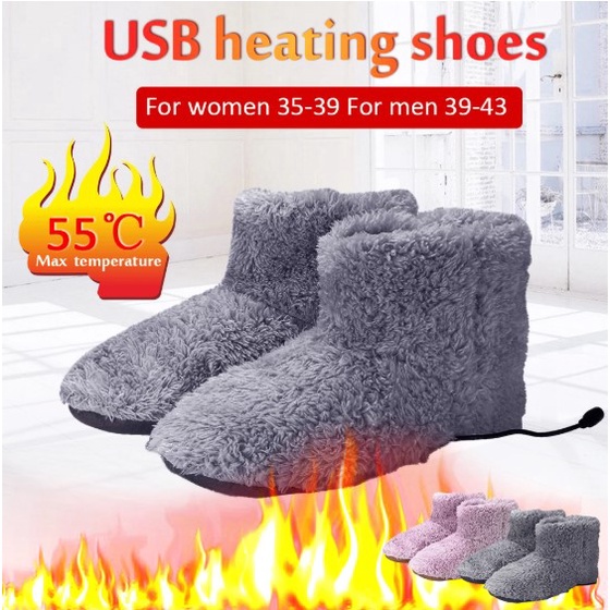 [Predolo2] Dép Lông Giữ Ấm Chân Chạy Điện USB Màu Hồng