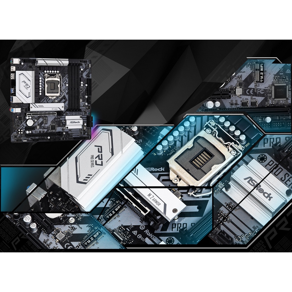 Bo mạch chủ Main ASROCK B560M PRO4 Intel B560/Socket 1200/m-ATX/4 khe Ram DDR4 - Hàng chính hãng - Bảo hành 36 tháng