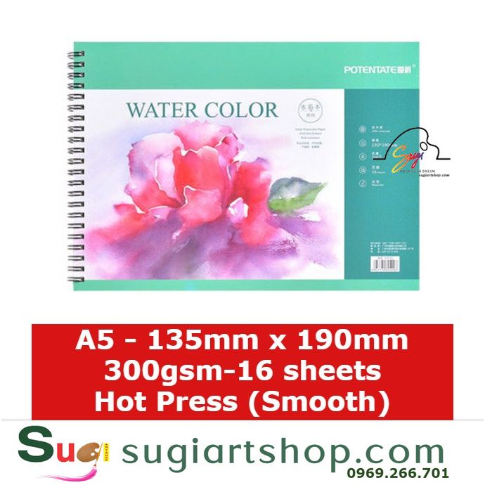 Sổ vẽ màu nước Potentate dạng lò xo 300gsm hotpress