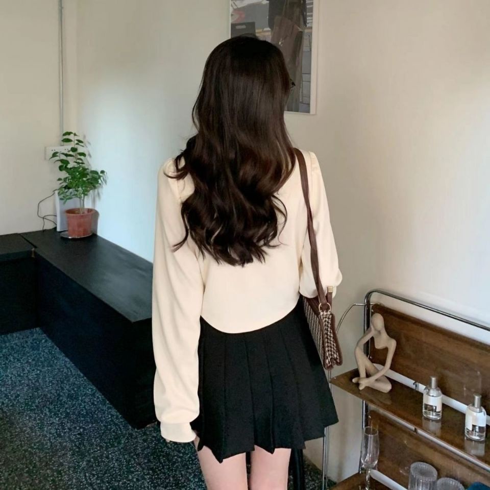Áo Sơ Mi Tay Phồng Dài Phối Khóa Kéo Thời Trang Thu Đông Cho Nữ