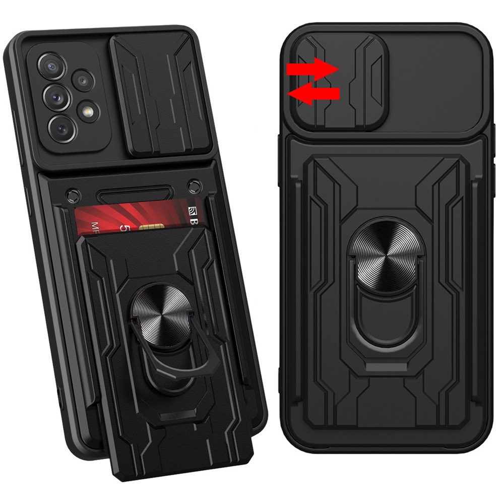 Ốp Điện Thoại Cứng Kiểu Giáp Chống Sốc Kèm Ngăn Đựng Thẻ Và Khung Bảo Vệ Camera Cho Samsung Galaxy A72 A52 A52S A42 A32 M32 A22