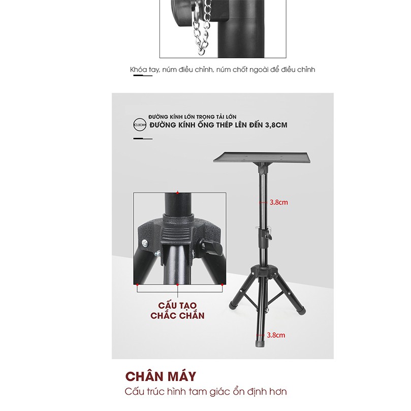 Giá đỡ máy chiếu 3 chân vuông chắc chắn có đế đỡ đa năng tiện dụng phù hợp với mọi loại máy chiếu