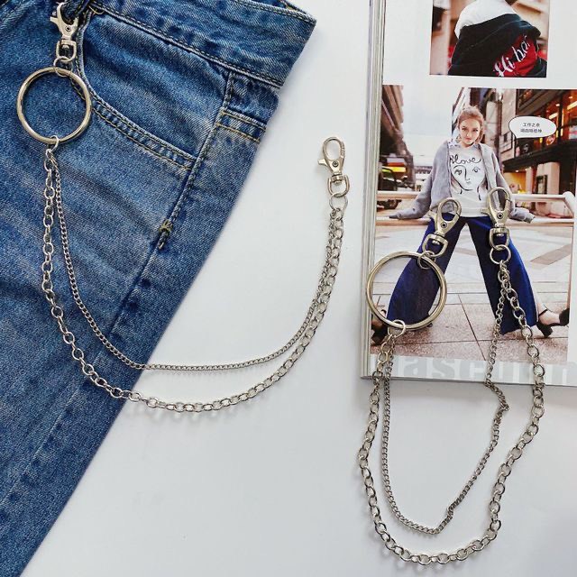 DÂY NỊT CHAIN XÍCH tặng kèm xích đơn treo - Thắt lưng kèm xích tiện lợi Nam Nữ cá tính- Mặt 2 xích 1