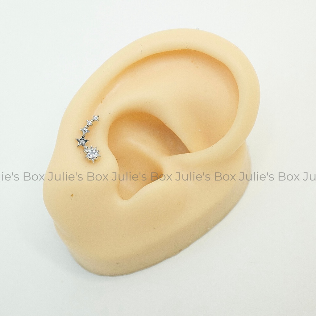 [1 Chiếc] Khuyên Tai Vành Bolide Tai Xỏ Nam Nữ Hình Unisex Titanium Không Đen Không Ngứa Không Dị Ứng julies box