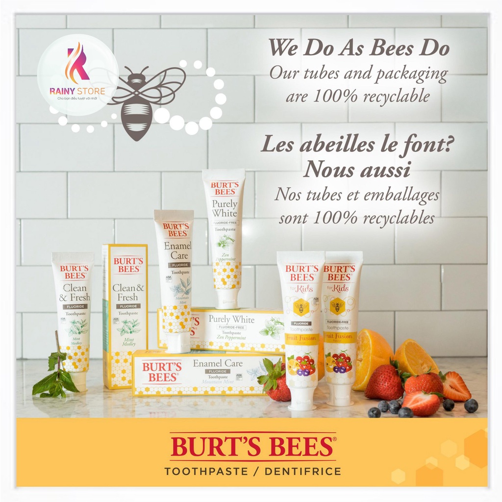 Kem đánh răng tự nhiên Burt's Bees Purely White 105ml