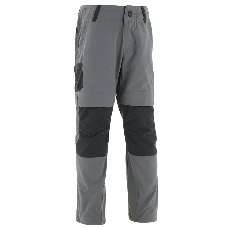 Quần dài tháo ống mh550 cho trẻ em - xám Decathlon Quechua