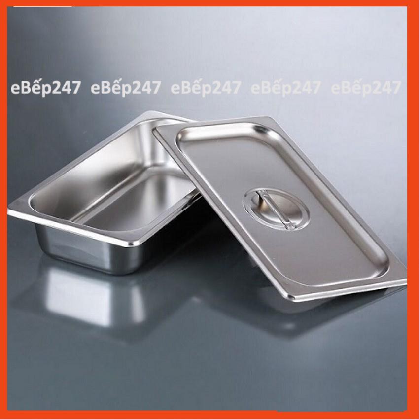 Khay đựng topping, nguyên liệu, thực phẩm bằng inox cao cấp có nắp các cỡ size 1/2, 1/3, 1/4, 1/6, 1/9  - eBếp247