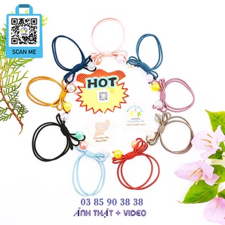 Dây thun buộc tóc nữ, đồ cột tóc cho bé gái nơ Hàn Quốc hạt xà cừ nhiều màu - thương hiệu Vợ Chồng Tôi