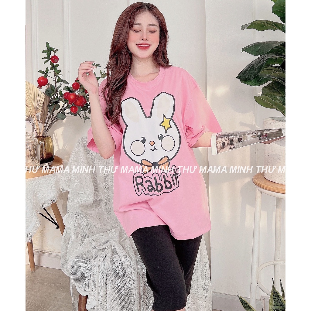 Bộ bầu mặc nhà - chất liệu cotton - kiểu mới thời trang ( bộ lửng ép thỏ Lớn )