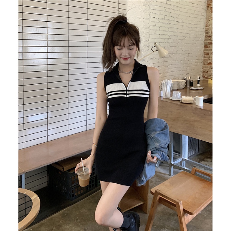 Cocory vn Đầm Mini Dáng Ôm Họa Tiết Kẻ Sọc Thời Trang Mùa Hè Quyến Rũ Cho Nữ