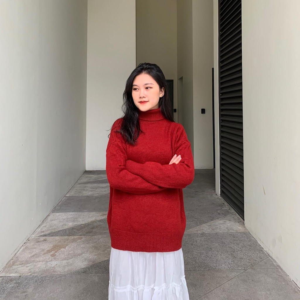 2101033 Áo len cổ lọ - áo len lông thỏ mịn, áo len nữ cổ cao thời trang ulzzang freesize
