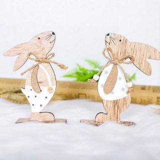 Nordic Style Happy Easter Desktop Decoration Cute Wooden Rabbit Bunny Home DIY Table Ornament Gift