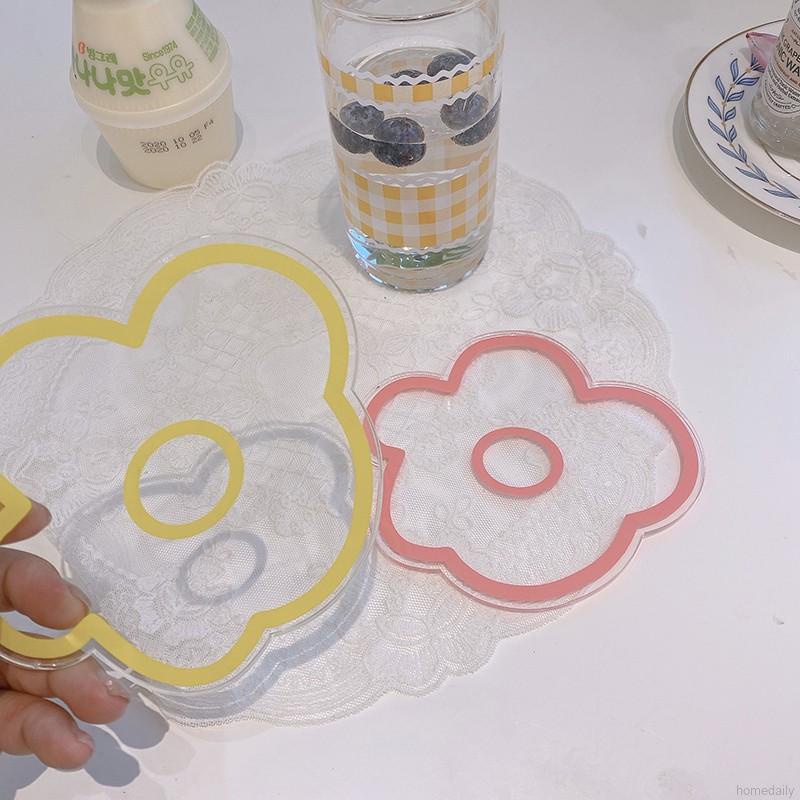 Miếng Lót Ly Bằng Nhựa Acrylic Trong Suốt Hình Hoa