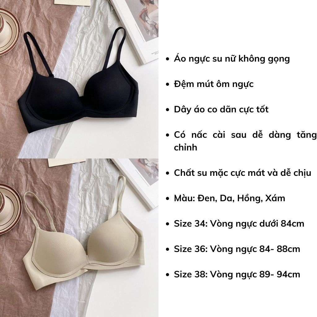 Áo ngực nữ su không gọng mềm mại, Áo lót nữ đệm mút nâng ngực tạo khe sexy gợi cảm LANIXA A2179